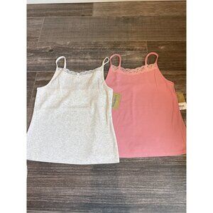 ThereAbouts 2 Girl's size XL 18.5 Lace Cami Tank tops Pink & Gray NEW